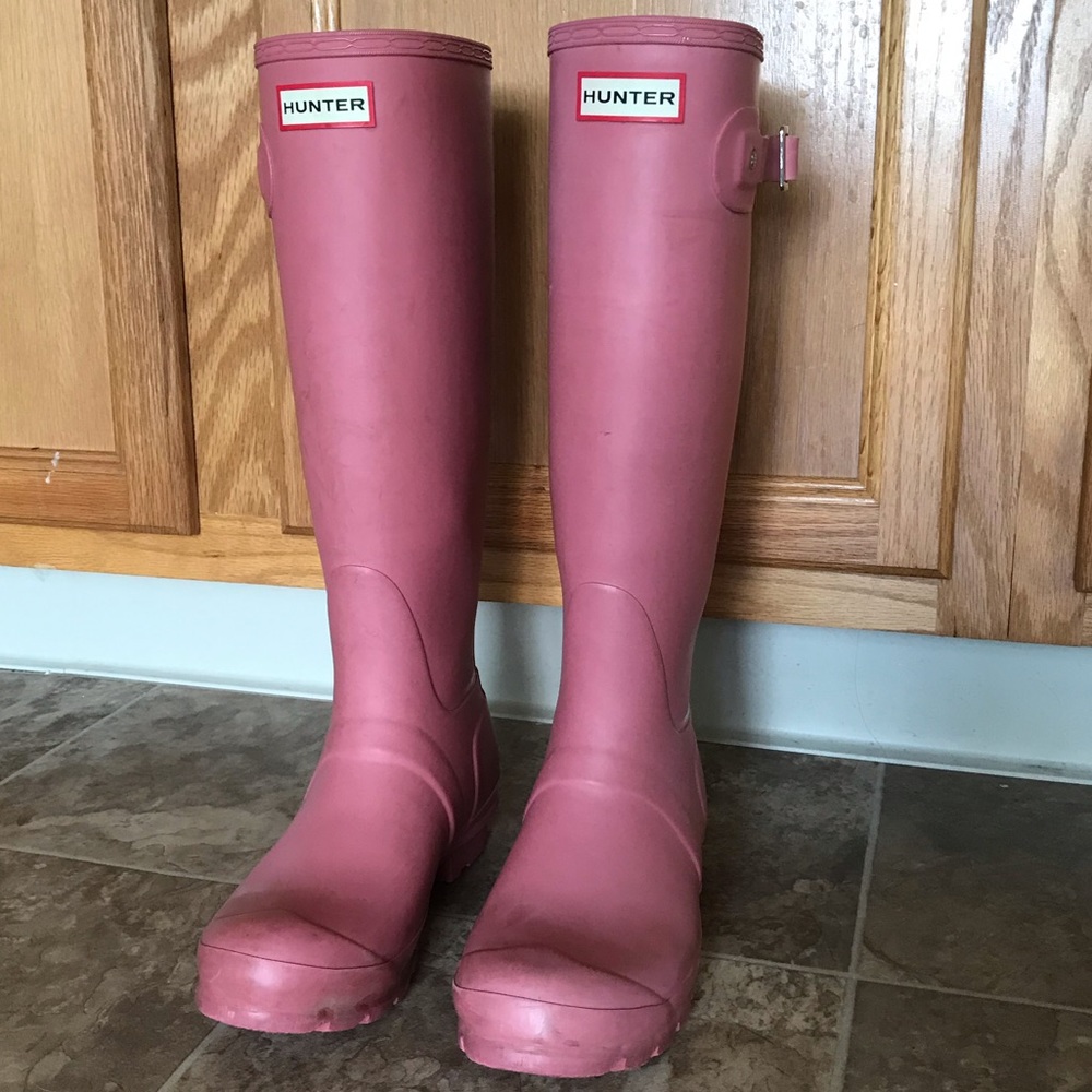 Matte Pink Hunter Boots with original box!